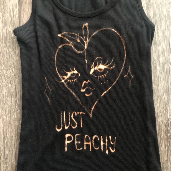 Upcycled Cute bleach painted peach graphic with "Just Peachy" text - Picture 4 of 7